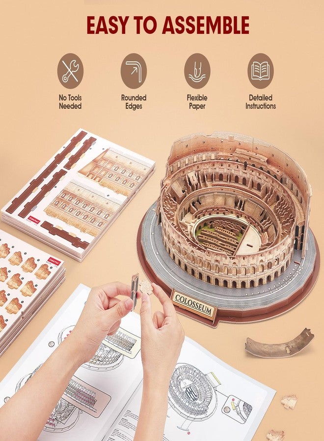 CubicFun 3D Puzzles for Adults Kids New Version Italy Rome Colosseum Jigsaw Puzzle DIY Building Model Kit Easter Gift for Boys Girls Age 10+, 163 Pieces Puzzles for Kids Ages 8-10 - Image 4